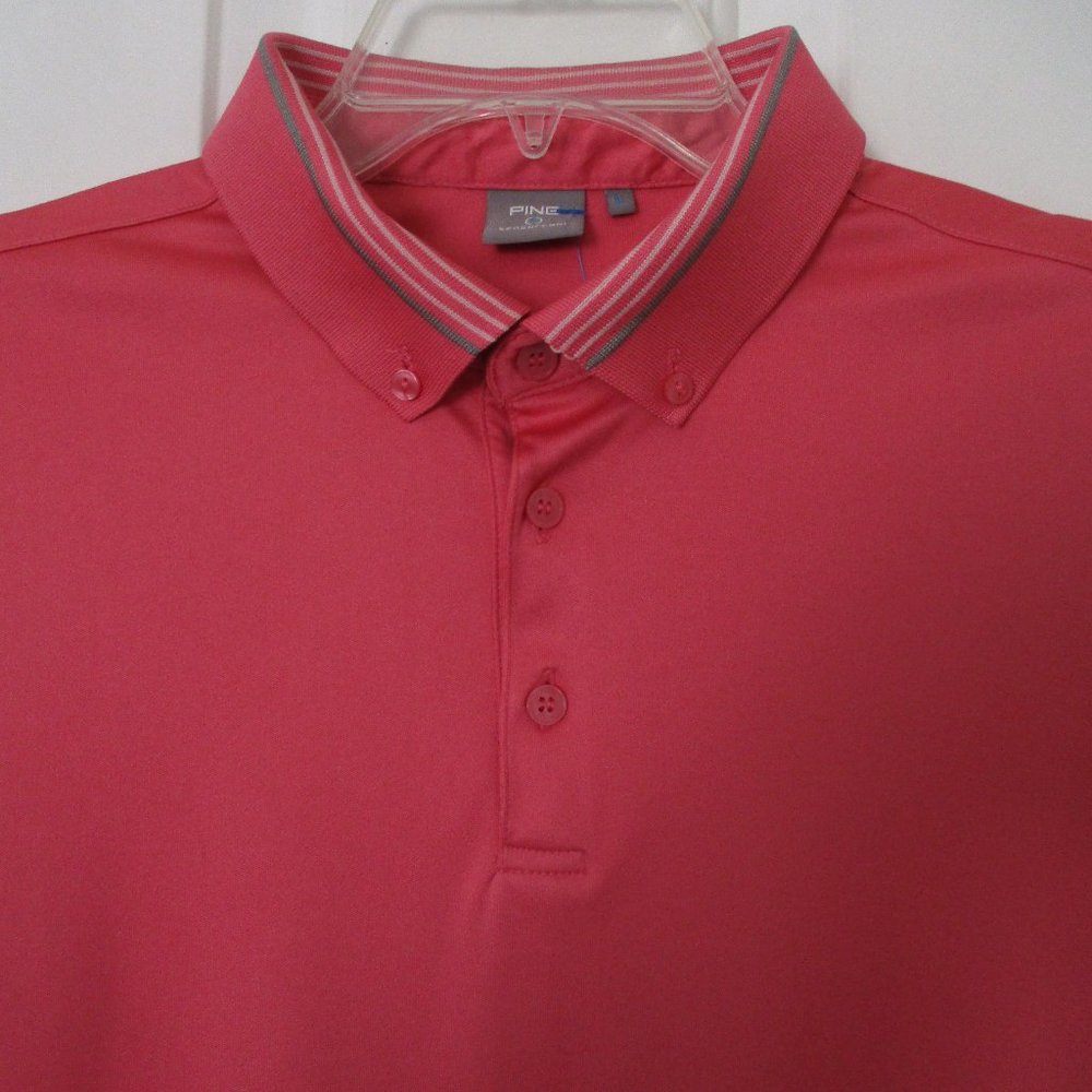 PING SensorCool Mens S/S Coral Golf Button Down Polo Shirt NWOT - Size Medium*